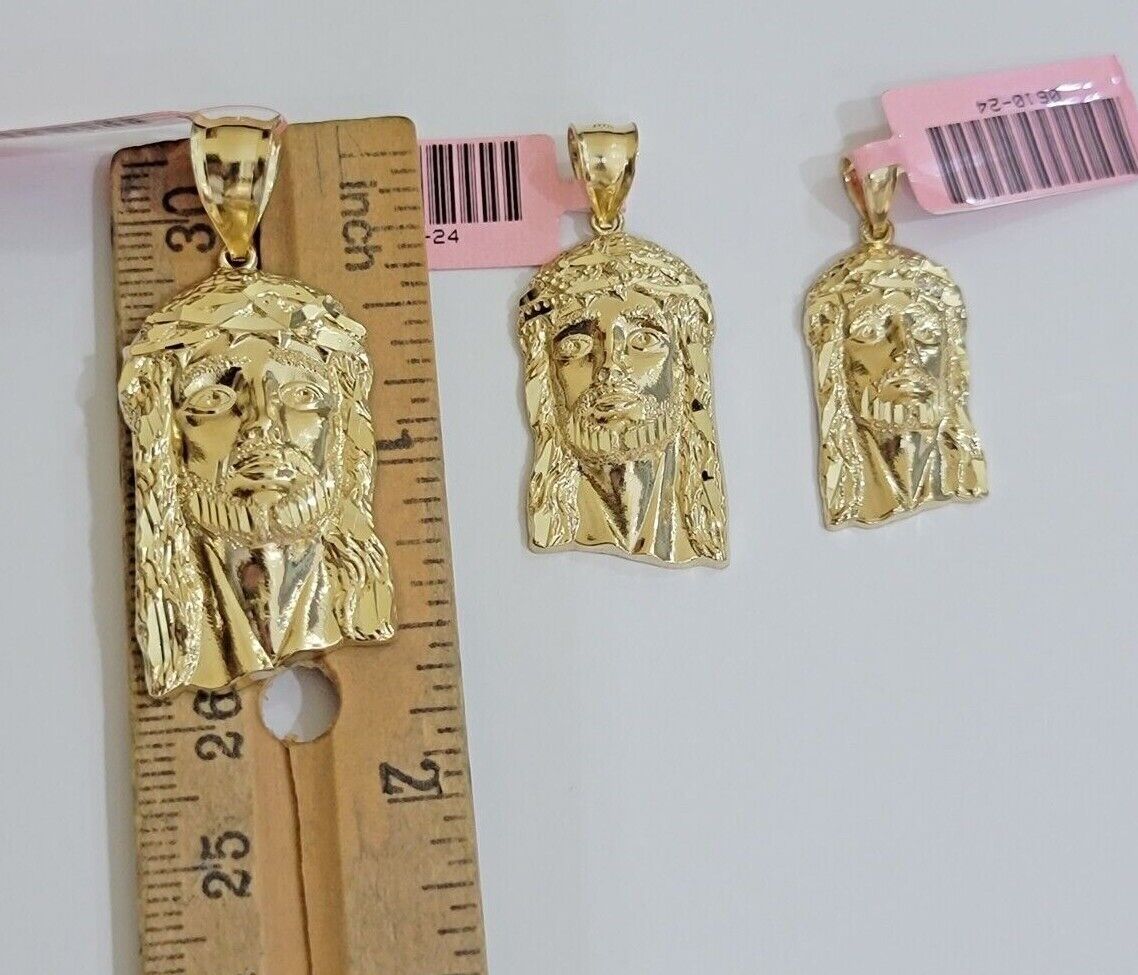 14k Yellow Gold Pendant Jesus Head Charm 14kt Yellow Gold For Men Different Size