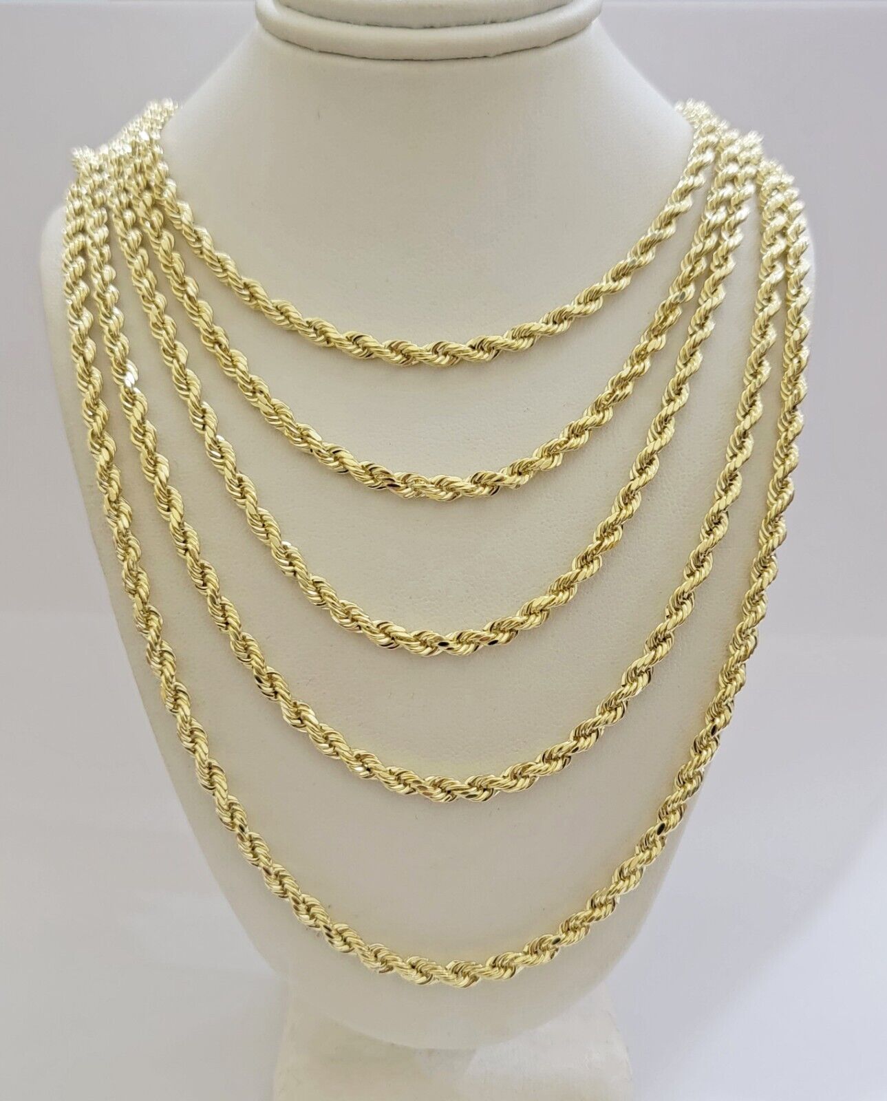 Real 14k Gold Rope Chain Necklace 4mm 18 - 26 Inch Diamond cuts 10kt  Men Women