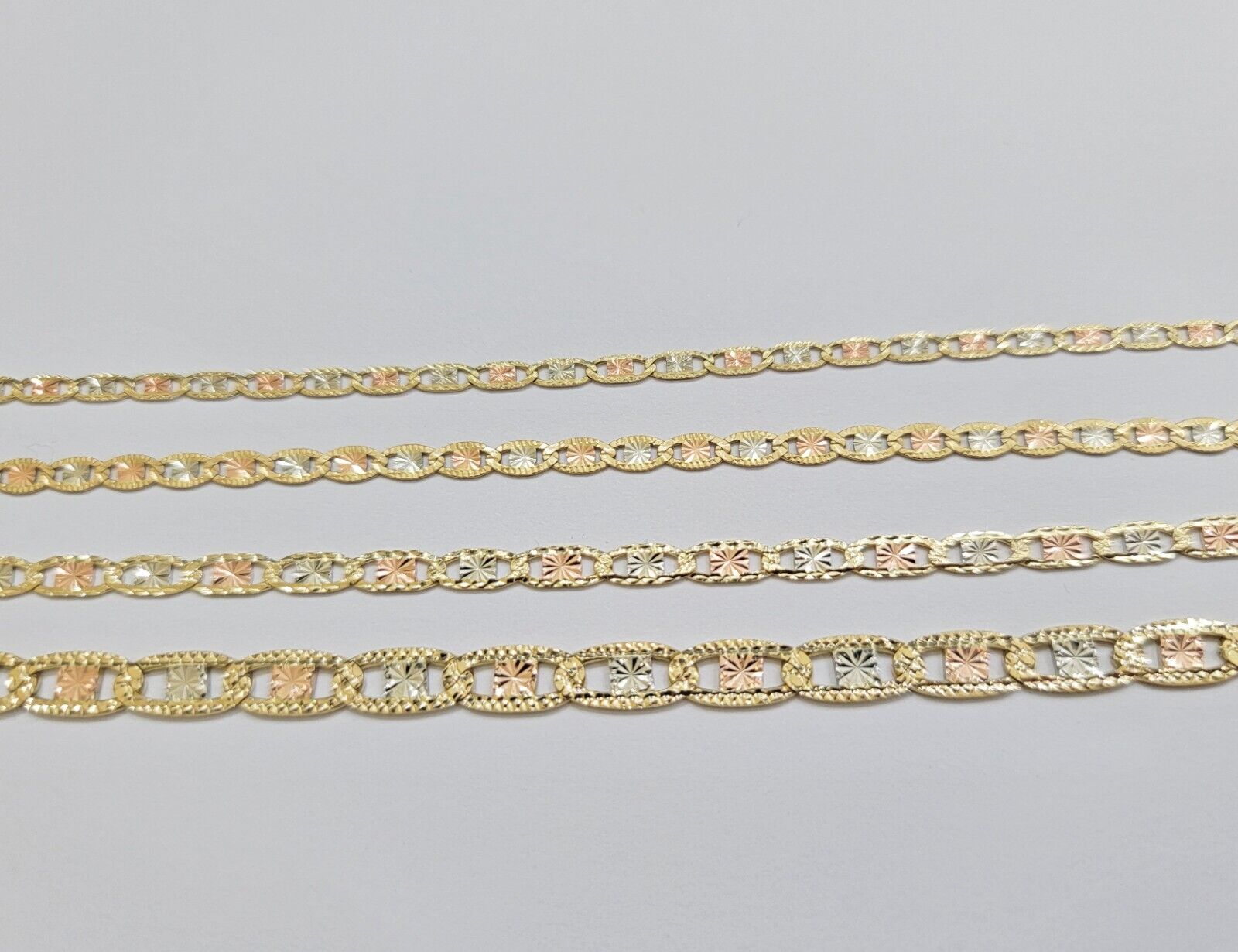 REAL 14k Trio Gold Necklace chain Ladies 3mm 3.5mm 5mm 18