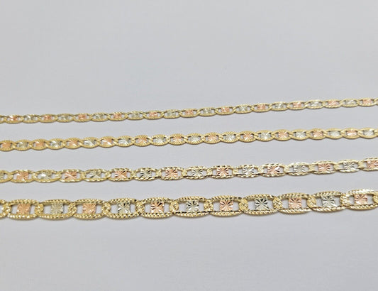 REAL 14k Trio Gold Necklace chain Ladies 3mm 3.5mm 5mm 18"-24" Women