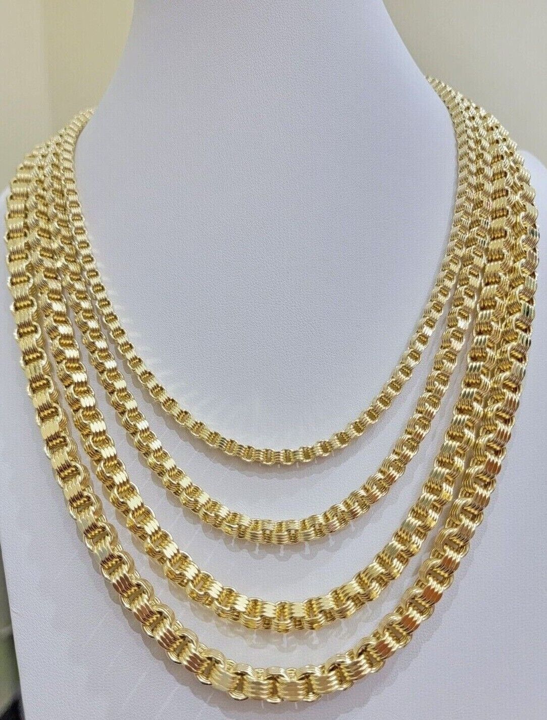 Real 10k Gold Box Byzantine Chain Necklace 20"-28" Inch 4mm 5mm 6mm 7mm 10kt Men