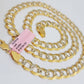 Solid 14k Gold Chain necklace Cuban Curb Link  9.5mm Two-Tone Diamond Cut 20-30"