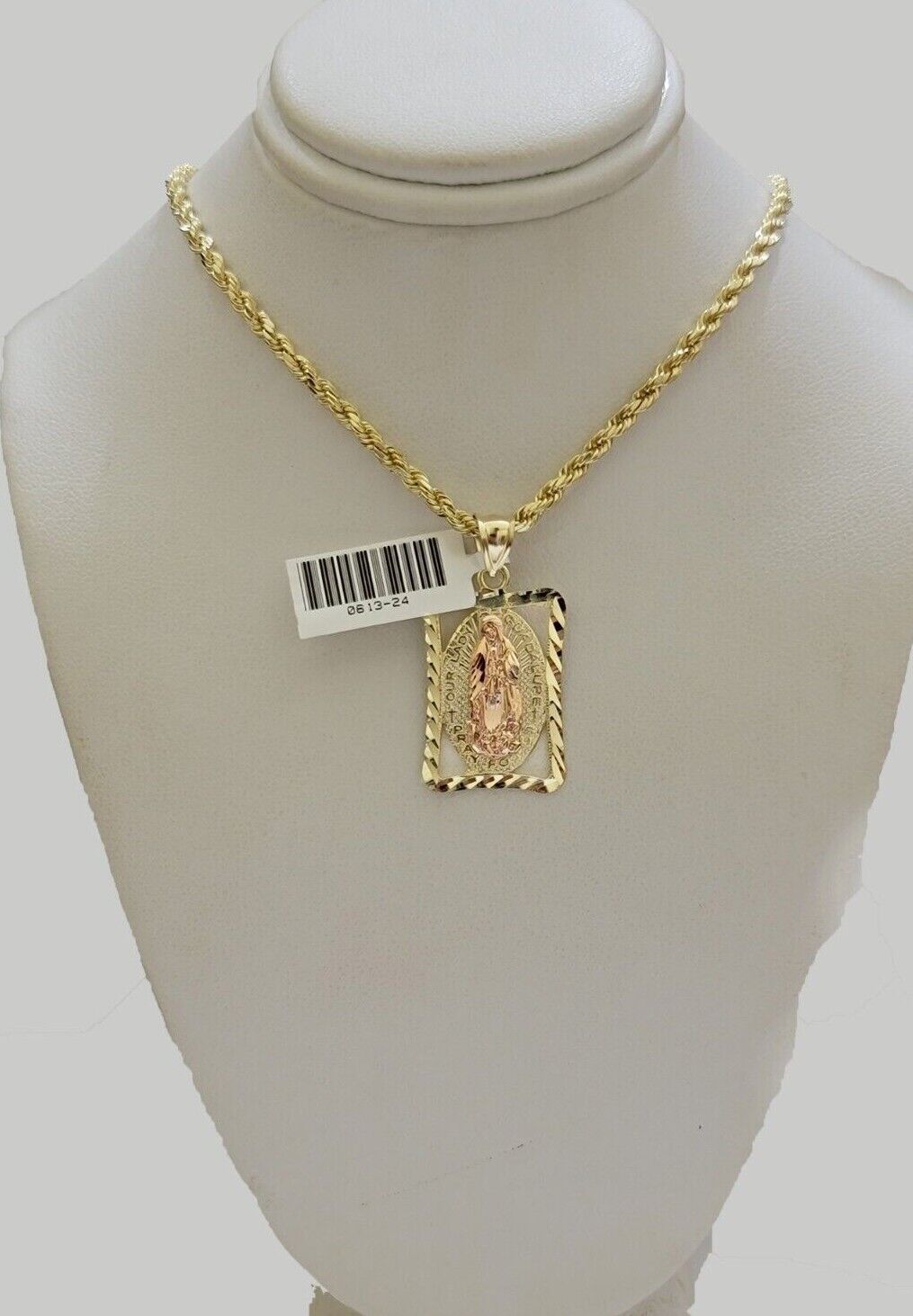 10kt Yellow Gold Rope Chain Virgin Mary Charm Pendant 18-28 Inches Necklace SALE