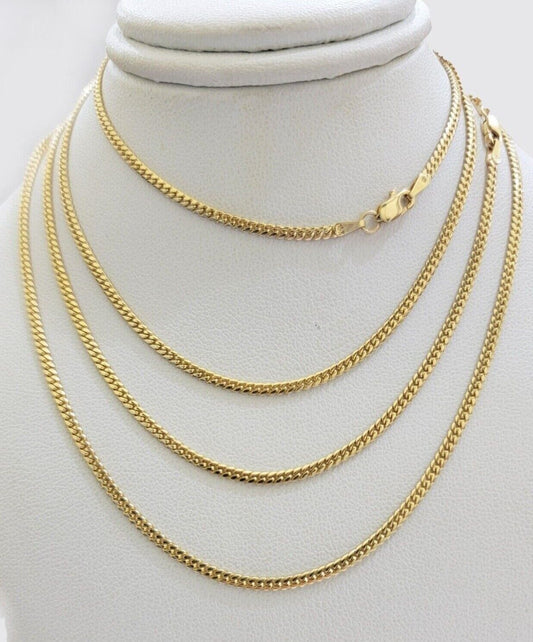 Real 18kt Yellow Gold Miami Cuban Chain Necklace 3mm 20'' Inches Men Women SOLID