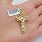 Real 10k Gold Franco chain & Jesus Cross Charm pendant , 3mm Necklace ,Men Women