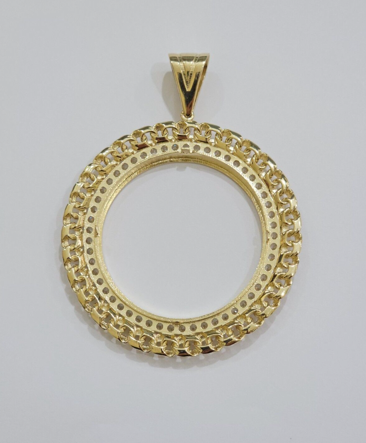 Real 10k Yellow Gold Bezel Charm Pendant Round Mexican Centenario Coin 10kt SALE