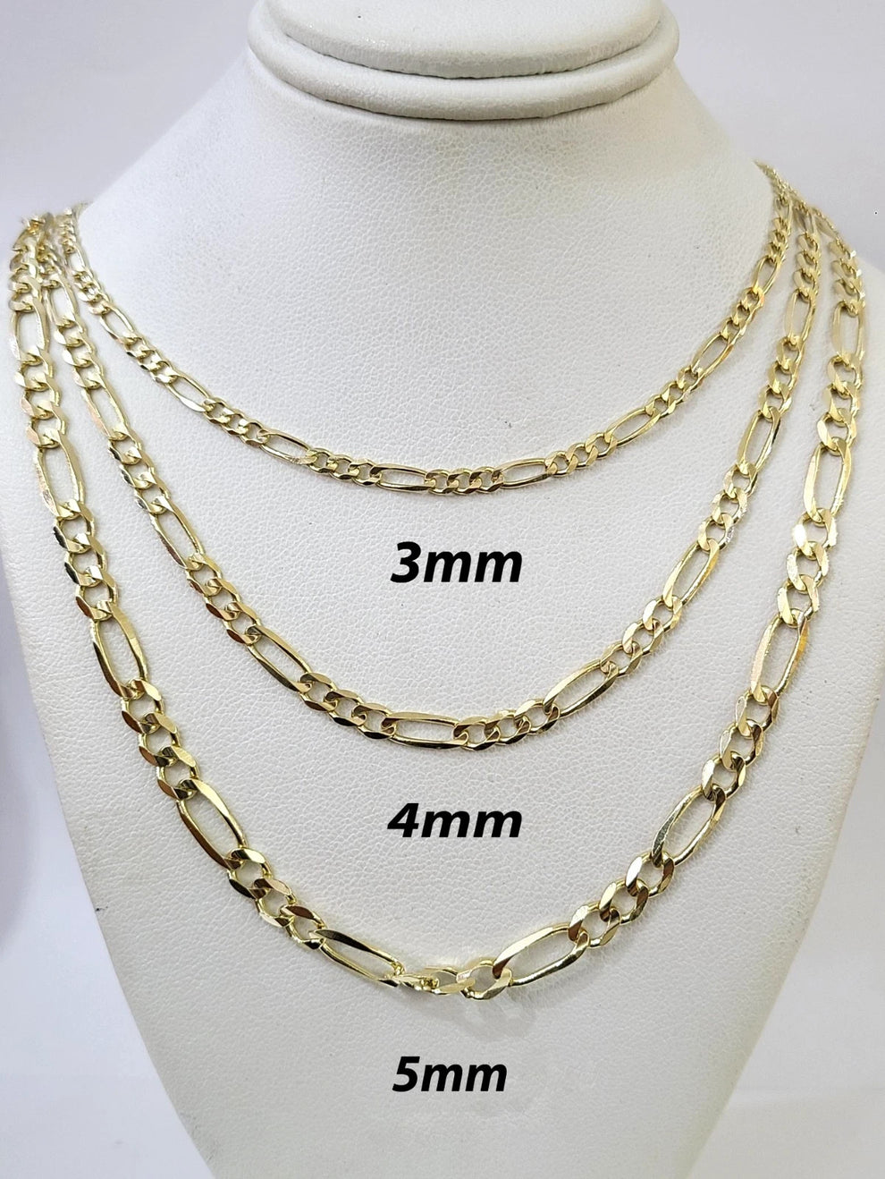 Real 14k Solid Gold Chain Figaro Link Necklace 3mm 4mm 5mm Men Women 1 ...