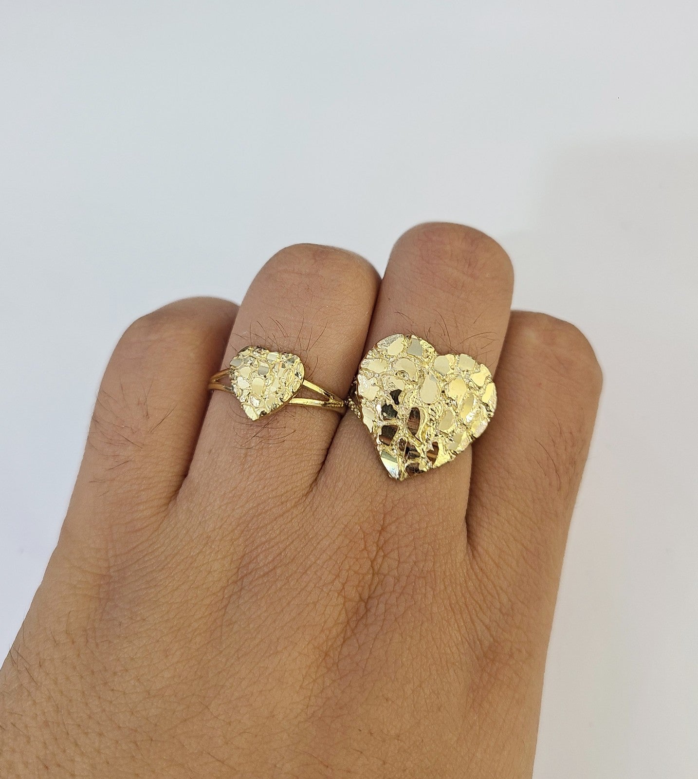 10k Nugget Heart Ring Yellow Gold Women Men Real Genuine Size 6 7 8 9 10 11 & 12