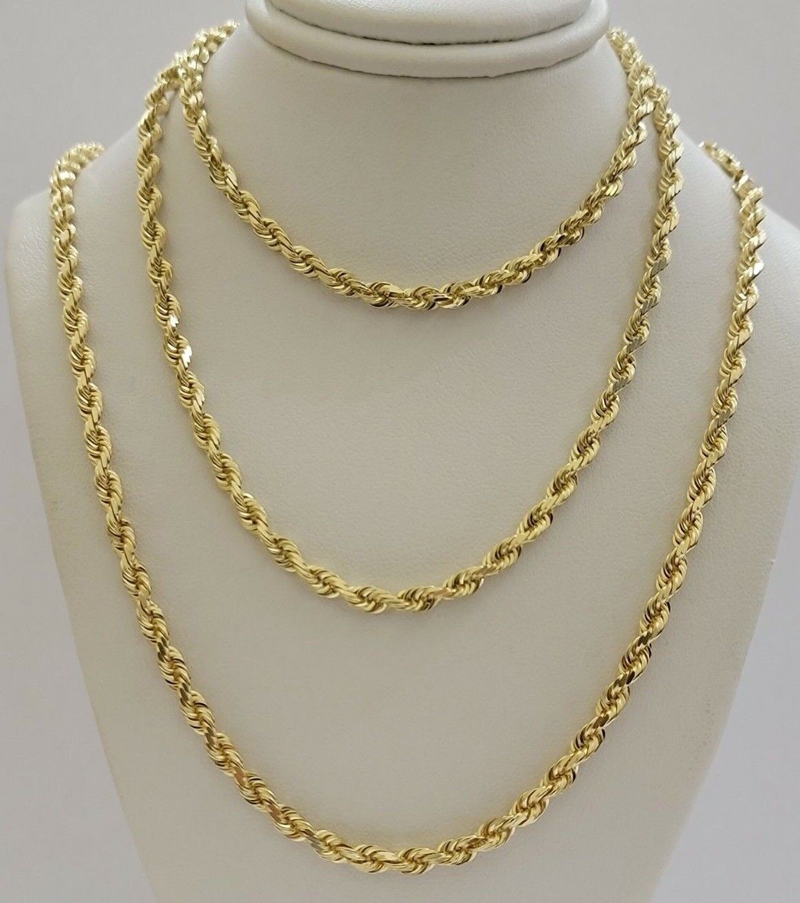 Real 10k Yellow Gold Rope Chain necklace 18 inch - 28 inch SOLID 4mm Mens Women