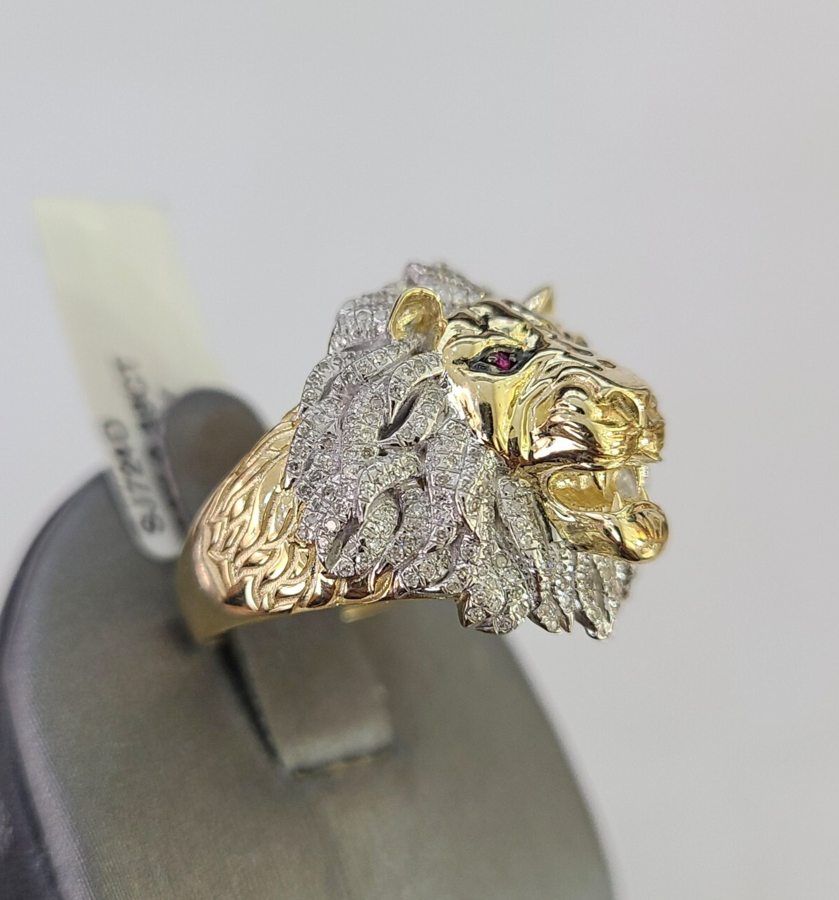Real 10k Diamond Ring Roaring Lion Men 10kt Yellow Gold Casual Ring Size 6 7 8 9 10 11 & 12