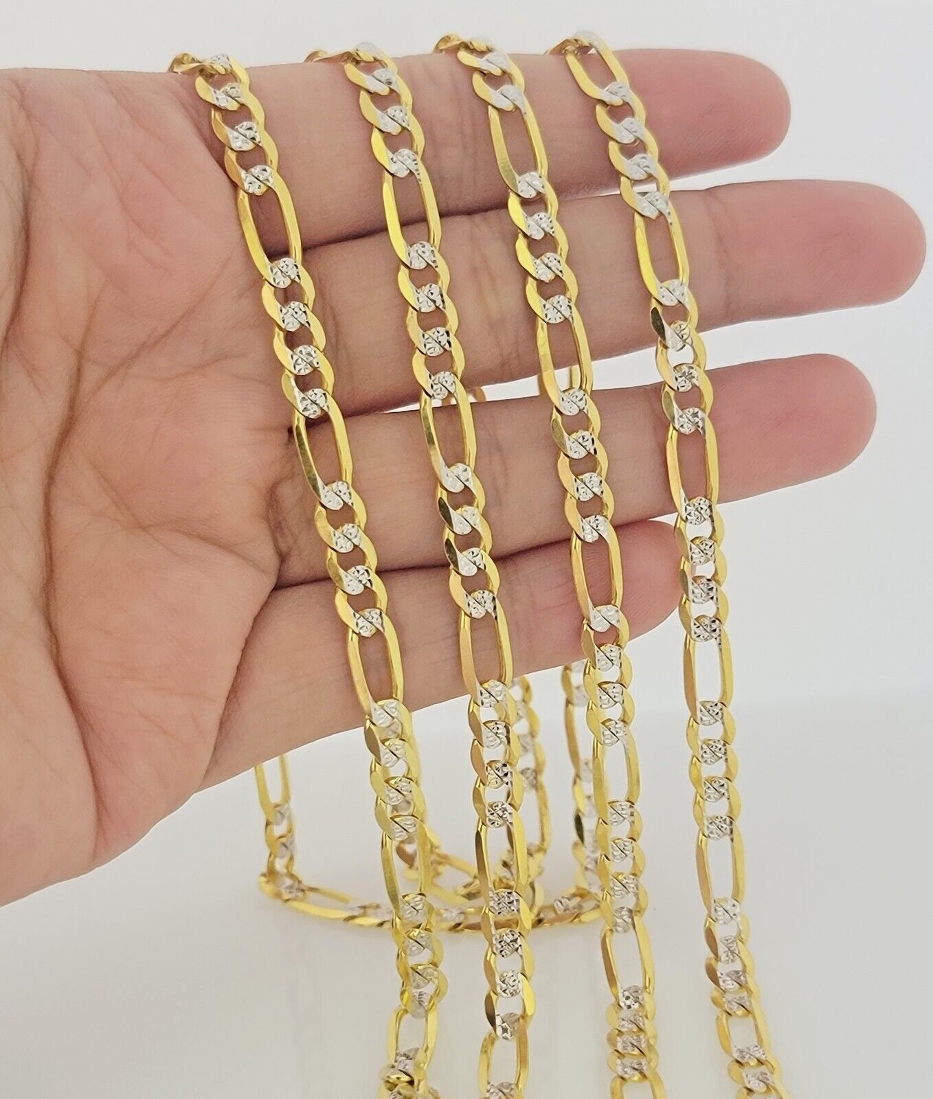 Real 10k Solid Gold Chain Figaro Link Necklace 5.5mm Men Women 18-30 Inches 10kt