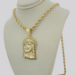 10kt Gold Rope Chain Jesus Head Charm Pendant 5mm 18-28 Inches Necklace SALE NEW