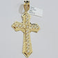 10k Yellow Gold Franco Chain Necklace Jesus Cross Charm Pendant 3mm 18-26 Inches