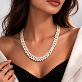 Moissanite Necklace Cuban Link Chain Real 925 Silver 22 Inch 10mm For Ladies