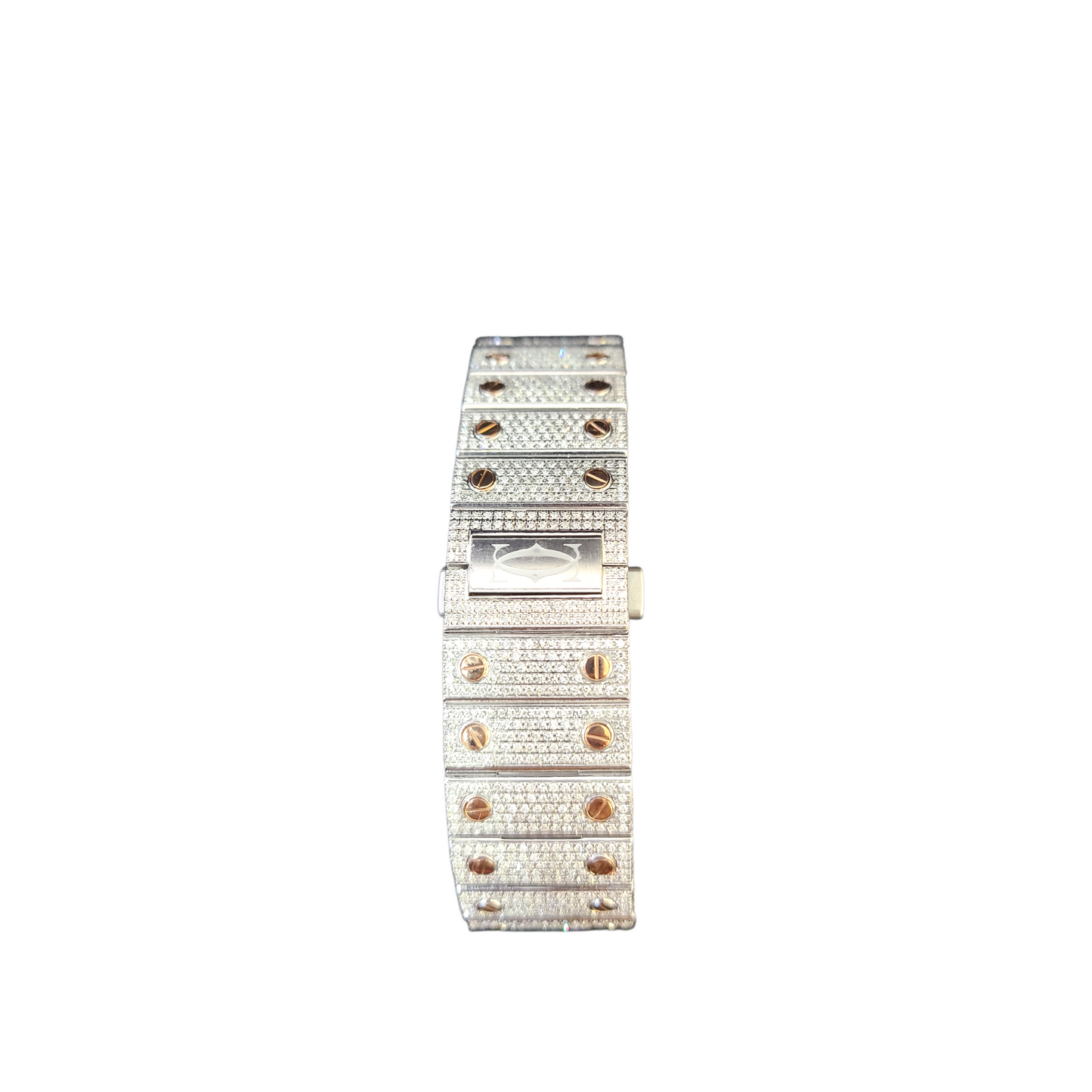 40mm Cartier Santos Men's S.Steel Watch Roman Iced Out 12 CT Diamonds (pre-owned)