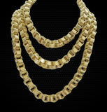 Real 10k Gold Byzantine Chain Necklace 8mm 30" Long 10kt Yellow Gold,Thick shiny