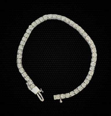 Ladies Solid 10k  White Gold & 1 Ct Diamonds Bracelet 8" Box Clasp, Women's REAL