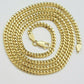 Solid 10k Yellow Gold Cuban Link Chain & Nugget Charm Pendant Necklace 4mm 26 Inch