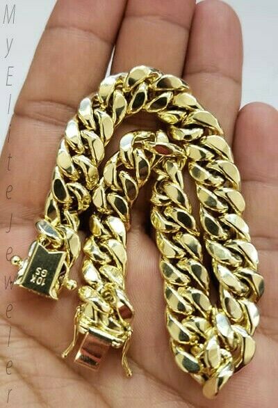 10k Yellow Gold Bracelet Men's cuban Link 7.5