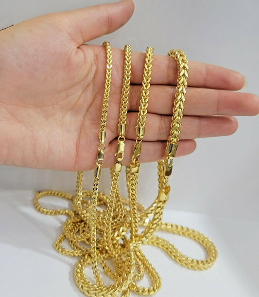 Real 10k Gold Franco Necklace Box Chain 20"-28" Inch 3mm-5mm 10kt Yellow Gold