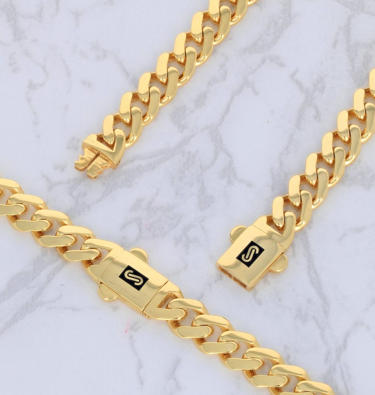 10k Yellow Gold Chain Miami Cuban Royal Monaco Curb Link  9mm Necklace 18