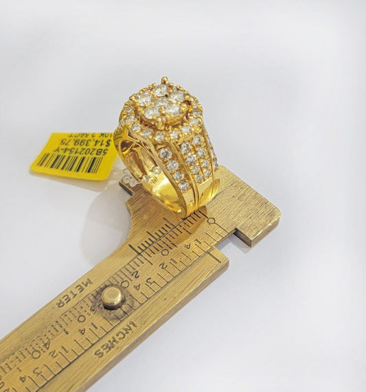 Mens diamond ring 10k yellow gold 2.56 Ct diamonds 10kt dark yellow gold Band