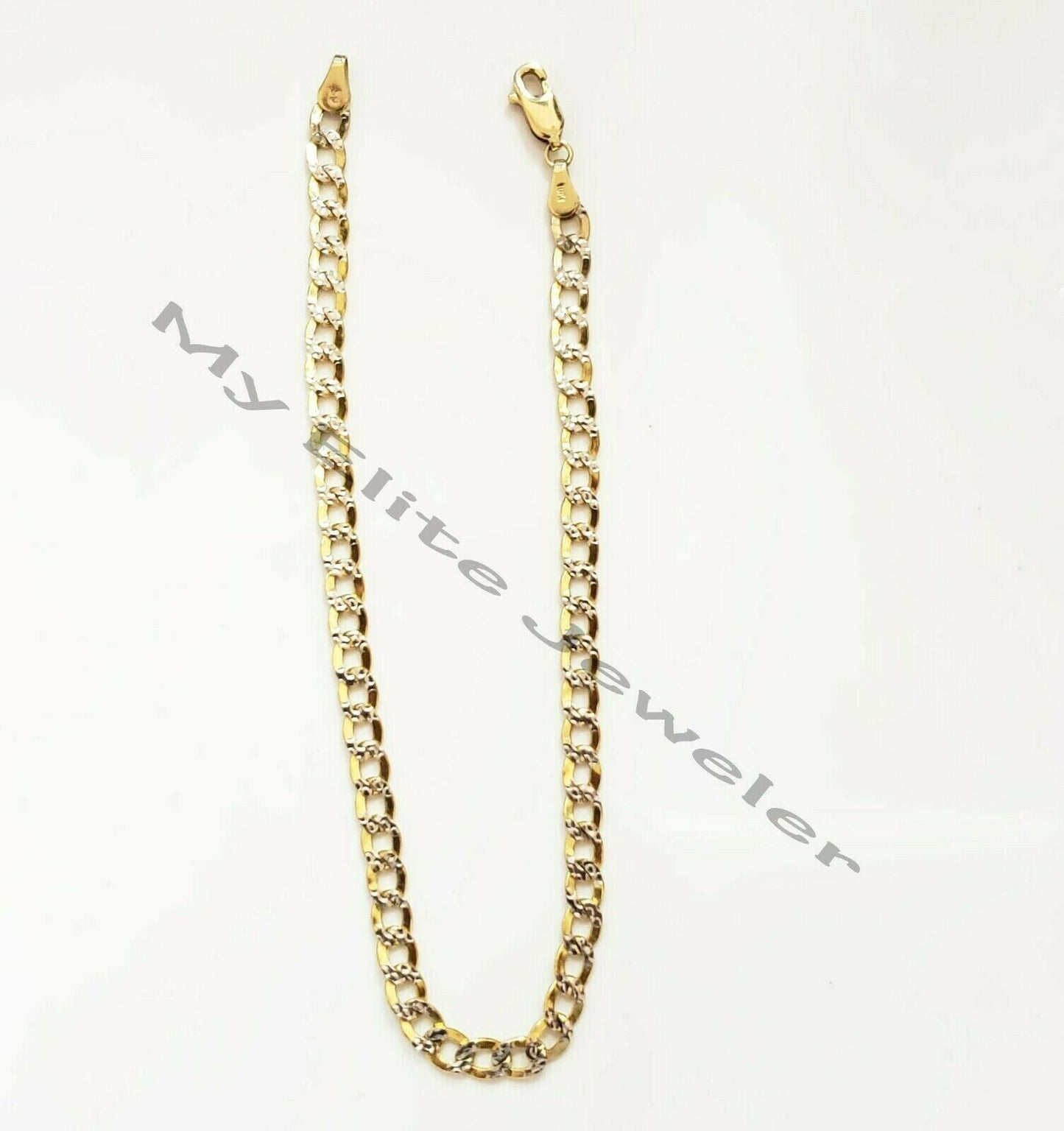 10k Gold Bracelet for Mens Ladies REAL Yellow Gold Cuban Link Diamond Cuts 8Inch