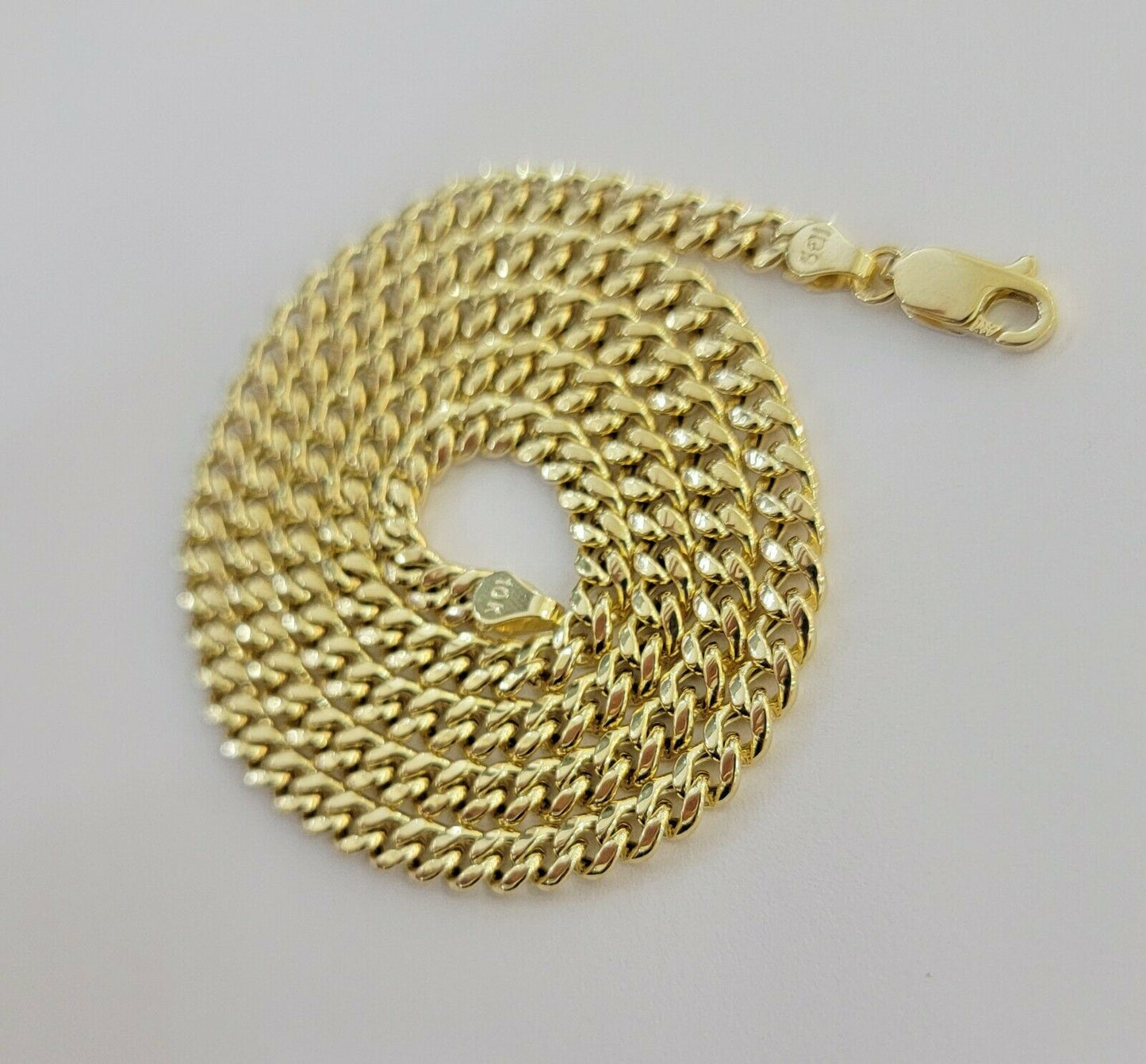 Real 10k Gold Chain Miami Cuban Link Necklace 18" 20" 22" 24" 26" 4.5mm 10kt Oro