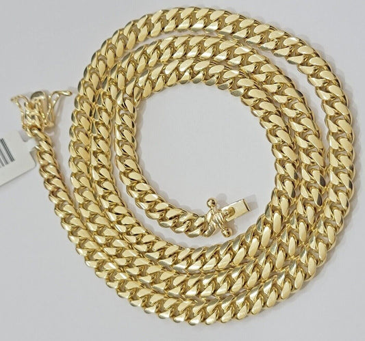 14k Yellow Gold Chain Necklace Miami Cuban Solid Link 6mm 20"- 30" REAL 14KT Men