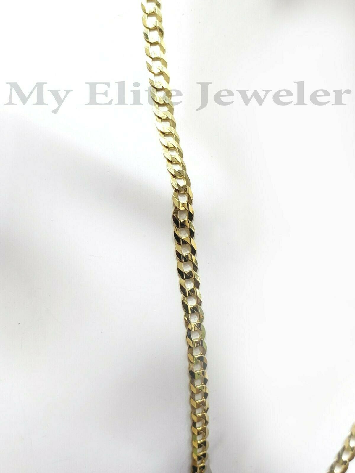 SOLID 14k Yellow Gold Ladies Chain Necklace 22 Inch Cuban Curb Link  3 MM Women