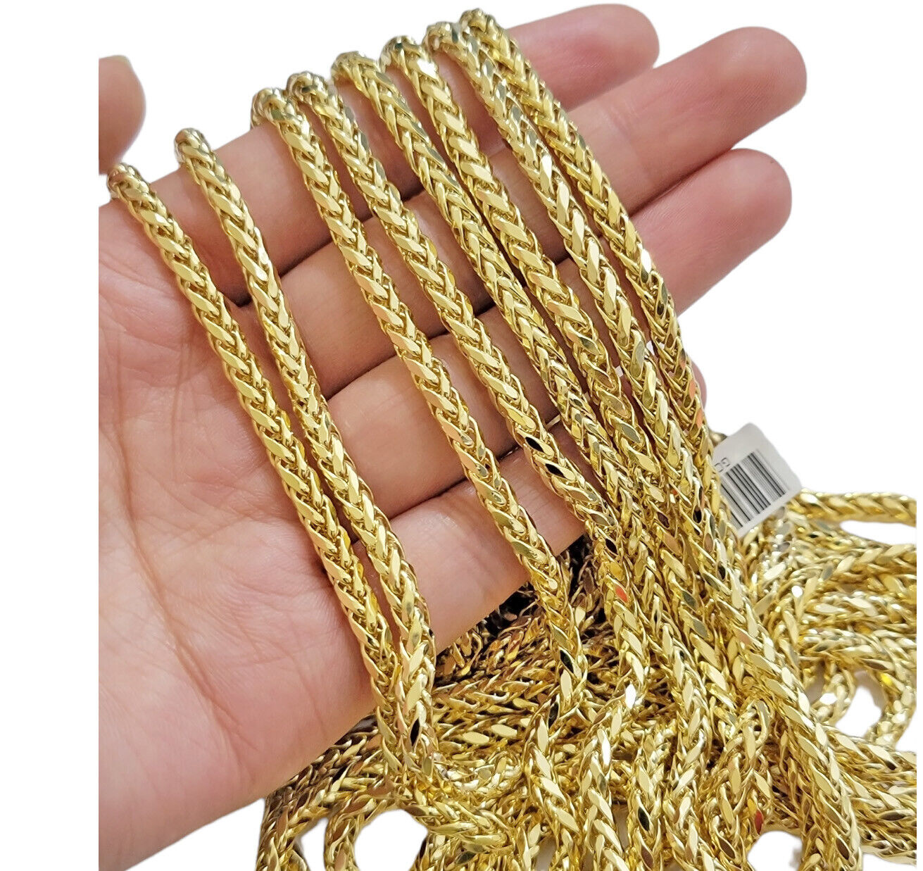Real 10K Yellow Gold 5mm Wheat Palm Franco Spiga Chain Necklace 16"- 30" Hollow