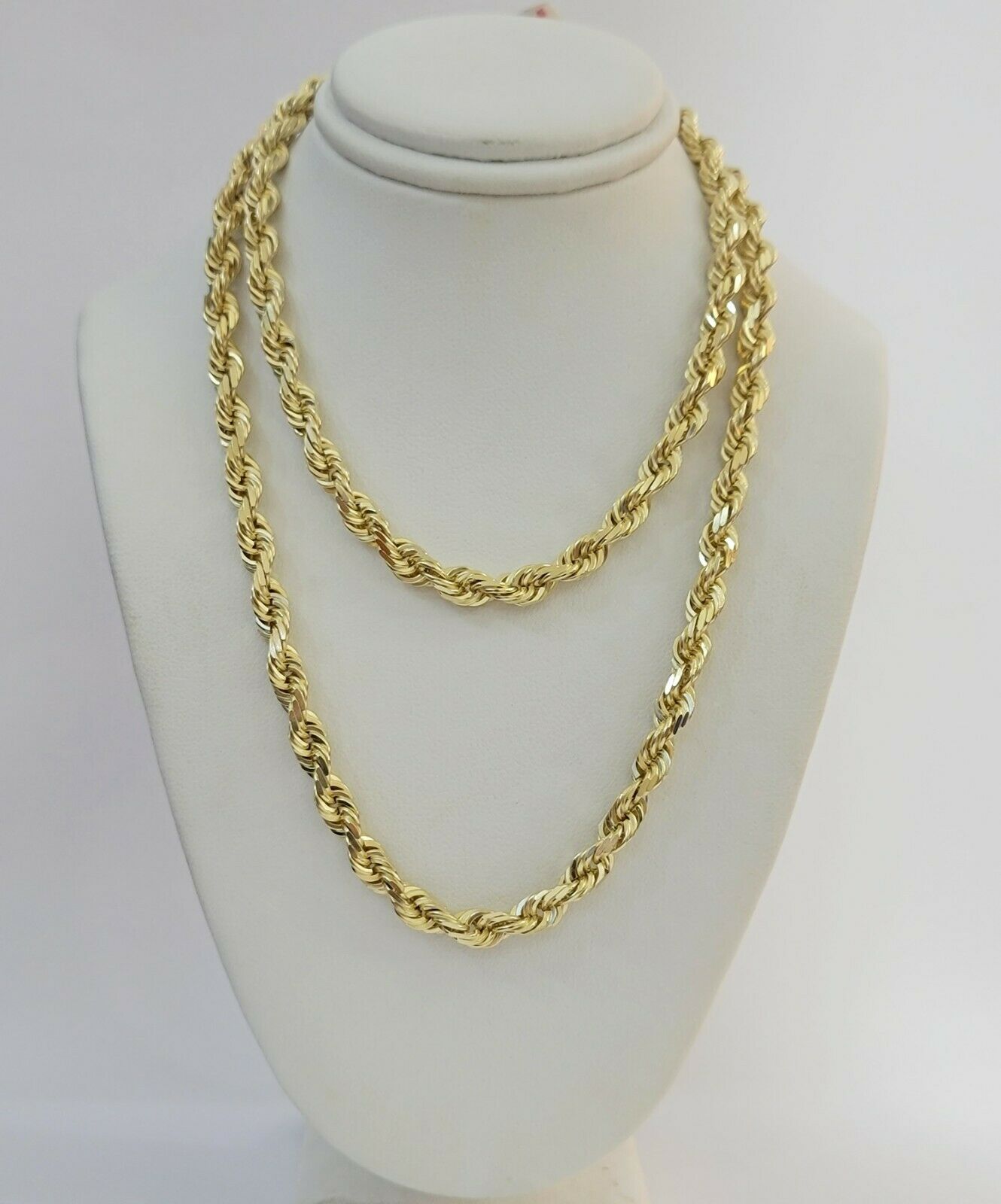 Real 14k gold Rope Chain Solid Necklace 6mm 26" inch Men women, 14kt yellow gold