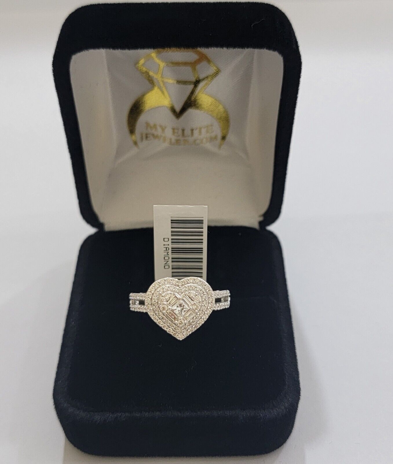 Real Diamond Ring Heart Shape 10k White Gold 0.60 Ct Natural Diamond Ladies Band