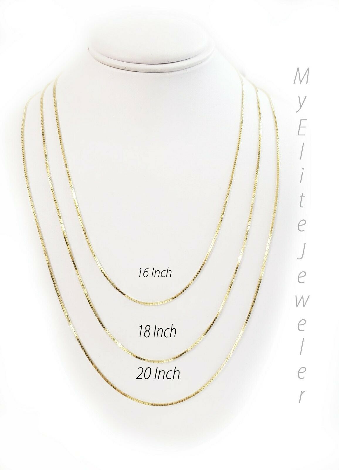 10k Solid Yellow Gold Box Link Necklace Pendant Chain Men Women 16" - 24" .8mm