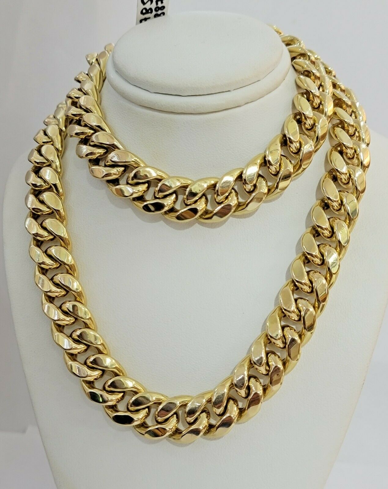 REAL 10k Gold Chain Bracelet Set Miami Cuban Link Mens 13mm 28" Necklace 8" Brac
