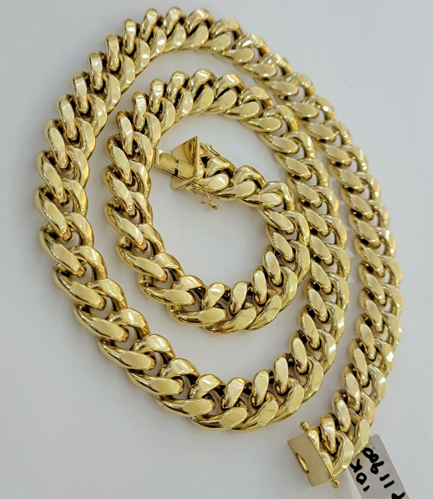 REAL 10k Gold Chain Bracelet Set Miami Cuban Link Men 13mm 26" Necklace 7.5" Brc