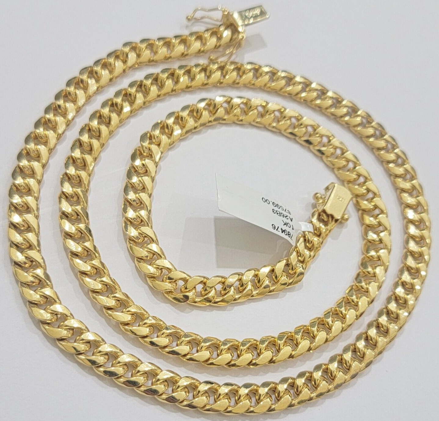 10k Gold Necklace 7mm 20 Inch Miami Cuban Link Chain REAL 10kt Yellow Gold Men's