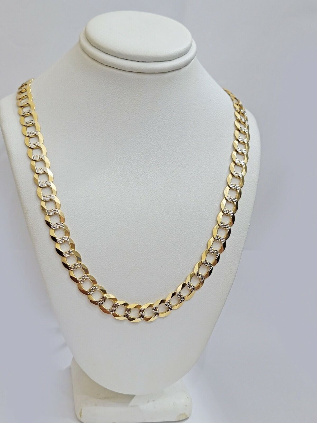 14k Yellow Gold Necklace Chain Cuban Curb Link 9mm 24" Inch Diamond Cut SOLID