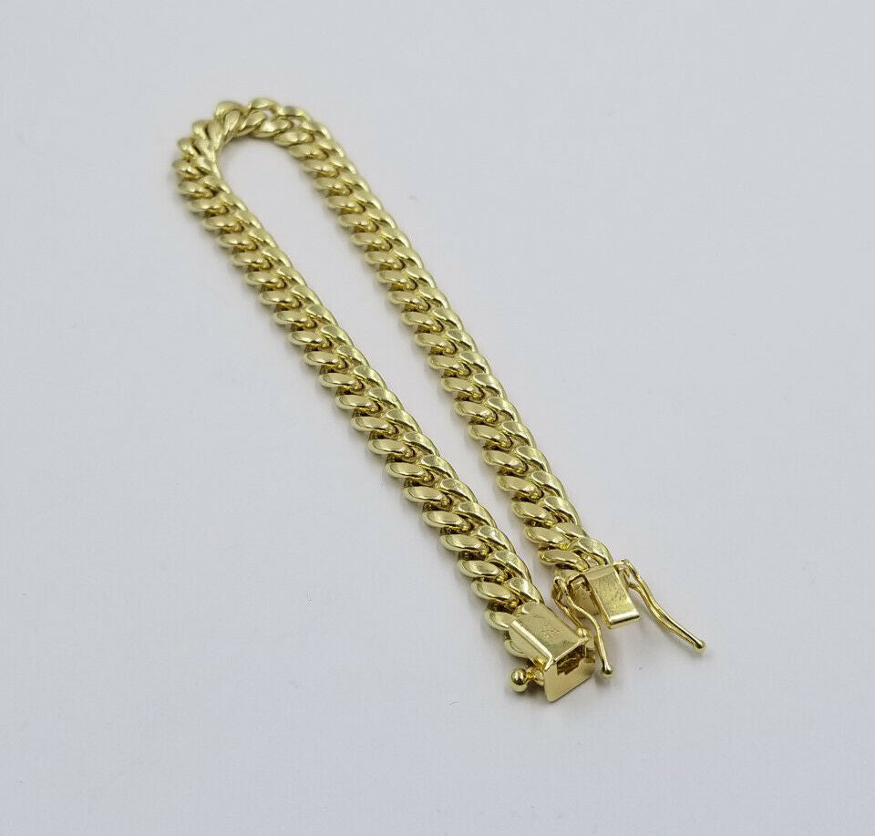 Ladies Real Gold 10k yellow Gold Cuban link bracelet 6mm 8" Long Box Lock Strong