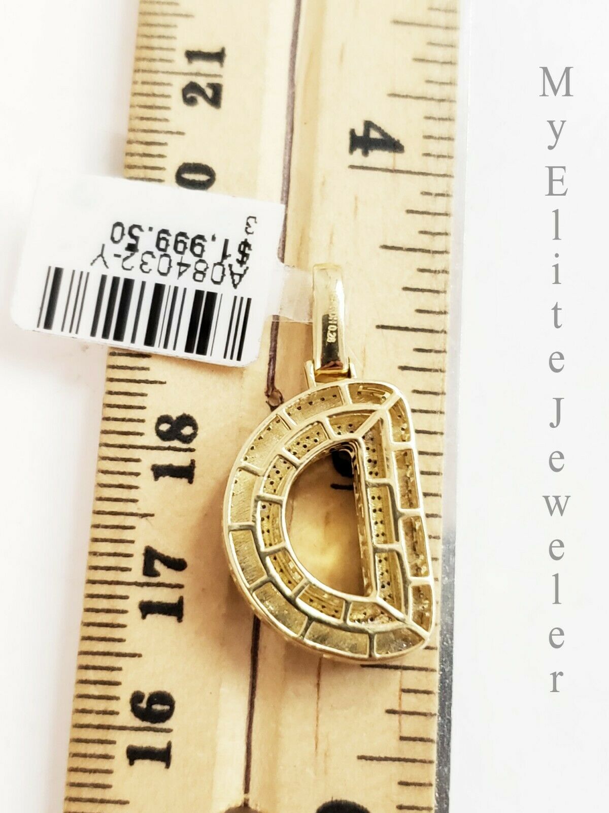 10 K Gold 3mm Chain 0.28 CT Diamond Initial D Charm Alphabet Men's Ladies Letter