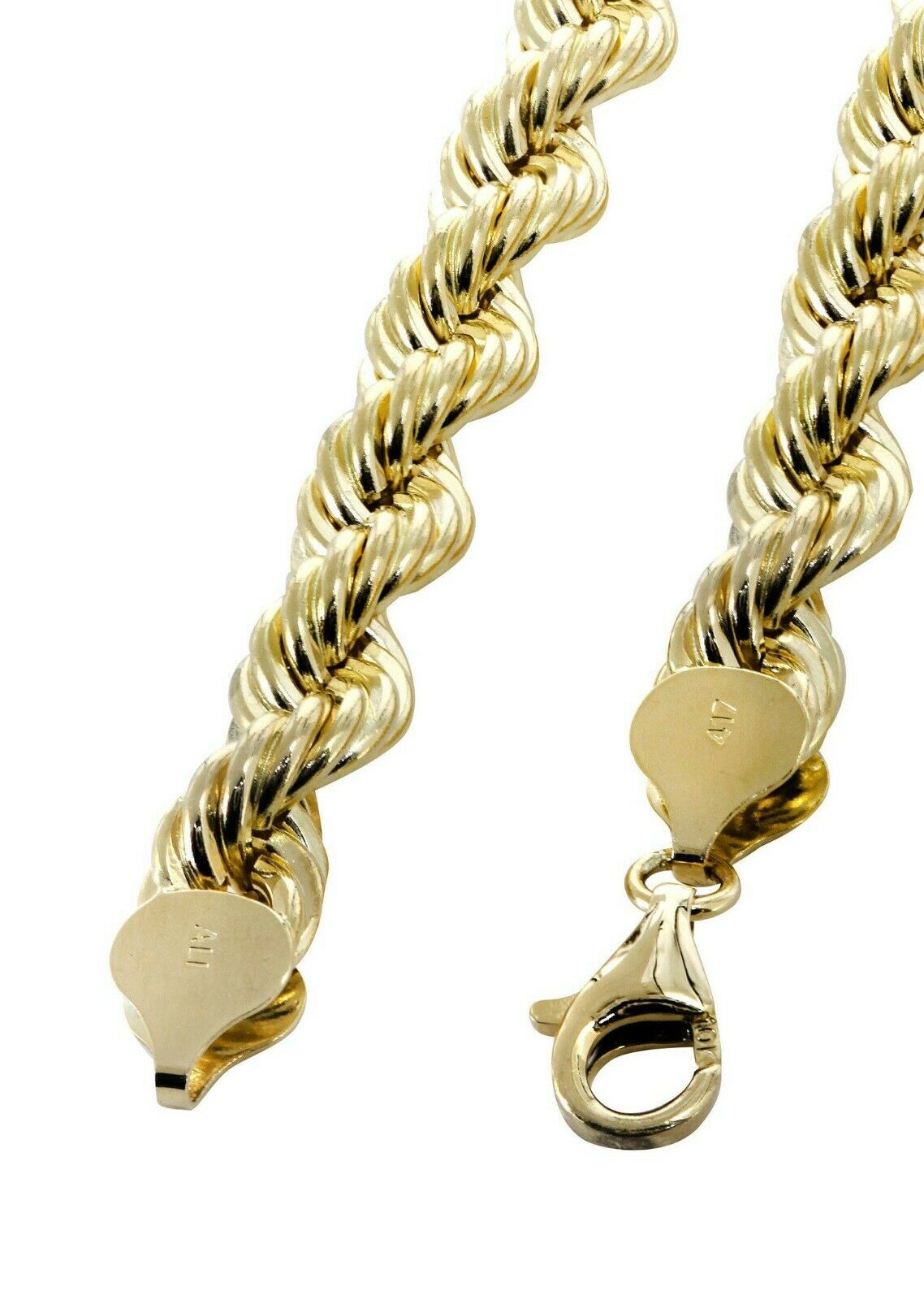 Real Gold 10k Rope Necklace Men' Chain 8mm 18"-30" Inch Yellow Gold Diamond Cuts