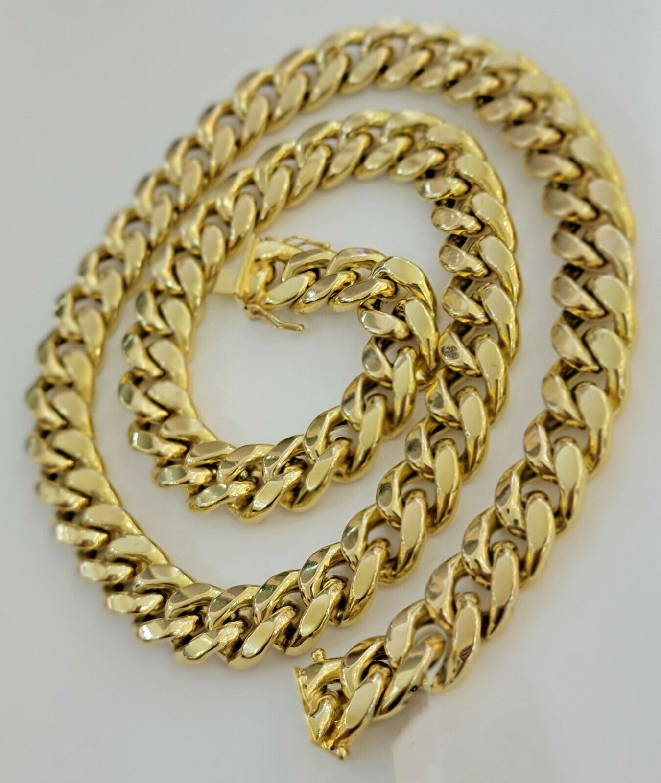 Real Gold Necklace Miami Cuban Link Chain THICK 13MM 20"-30" 10KT Yellow Gld MEN