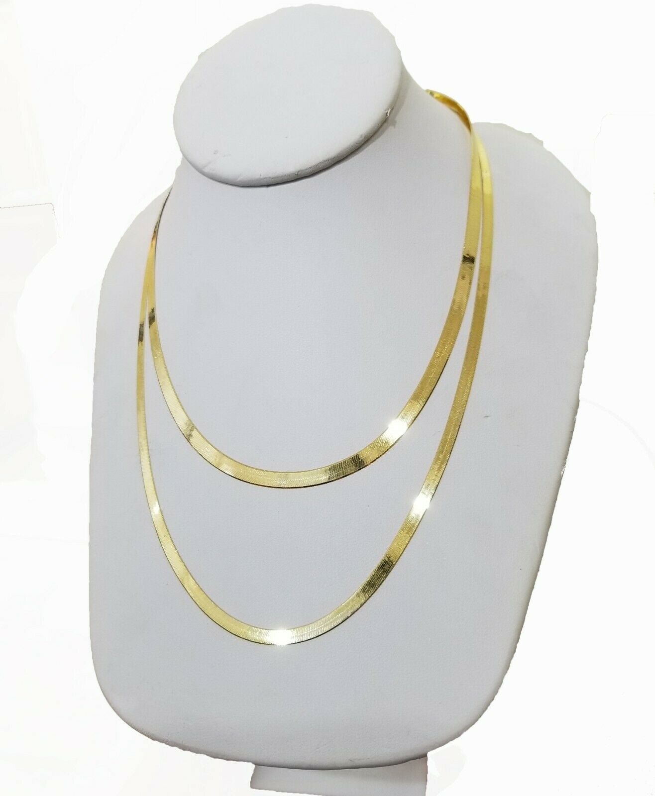 Solid 10k Yellow Gold Herringbone Necklace 18"-24" Inch 3mm 4mm REAL 10kt Chain