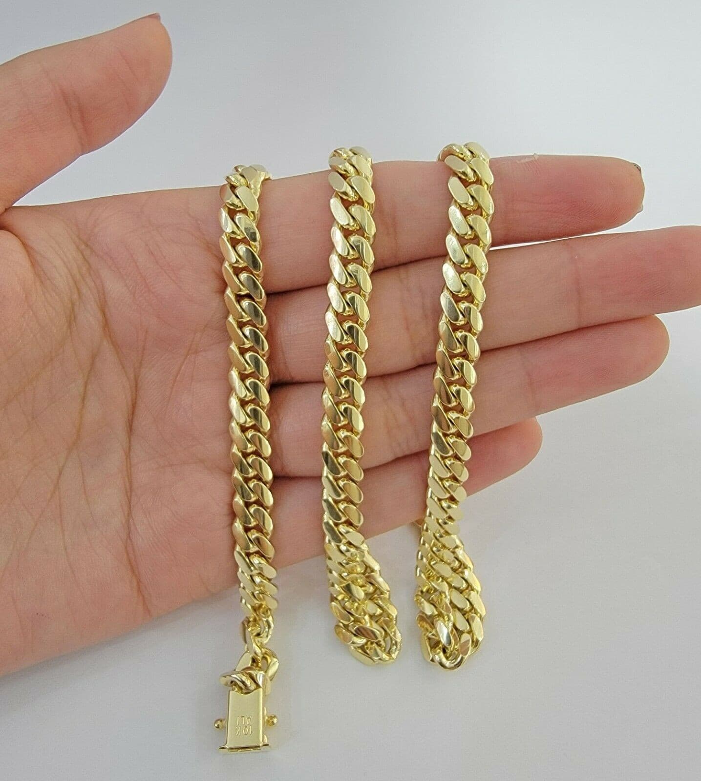 Solid 10k Gold Chain Miami Cuban Link Necklace 7mm 22"10kt Yellow Gold Mens REAL