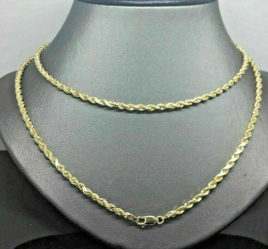 10k Yellow Gold Rope Chain 2.5mm 16"-26" Diamond Cut Necklace REAL GOLD Bracelet