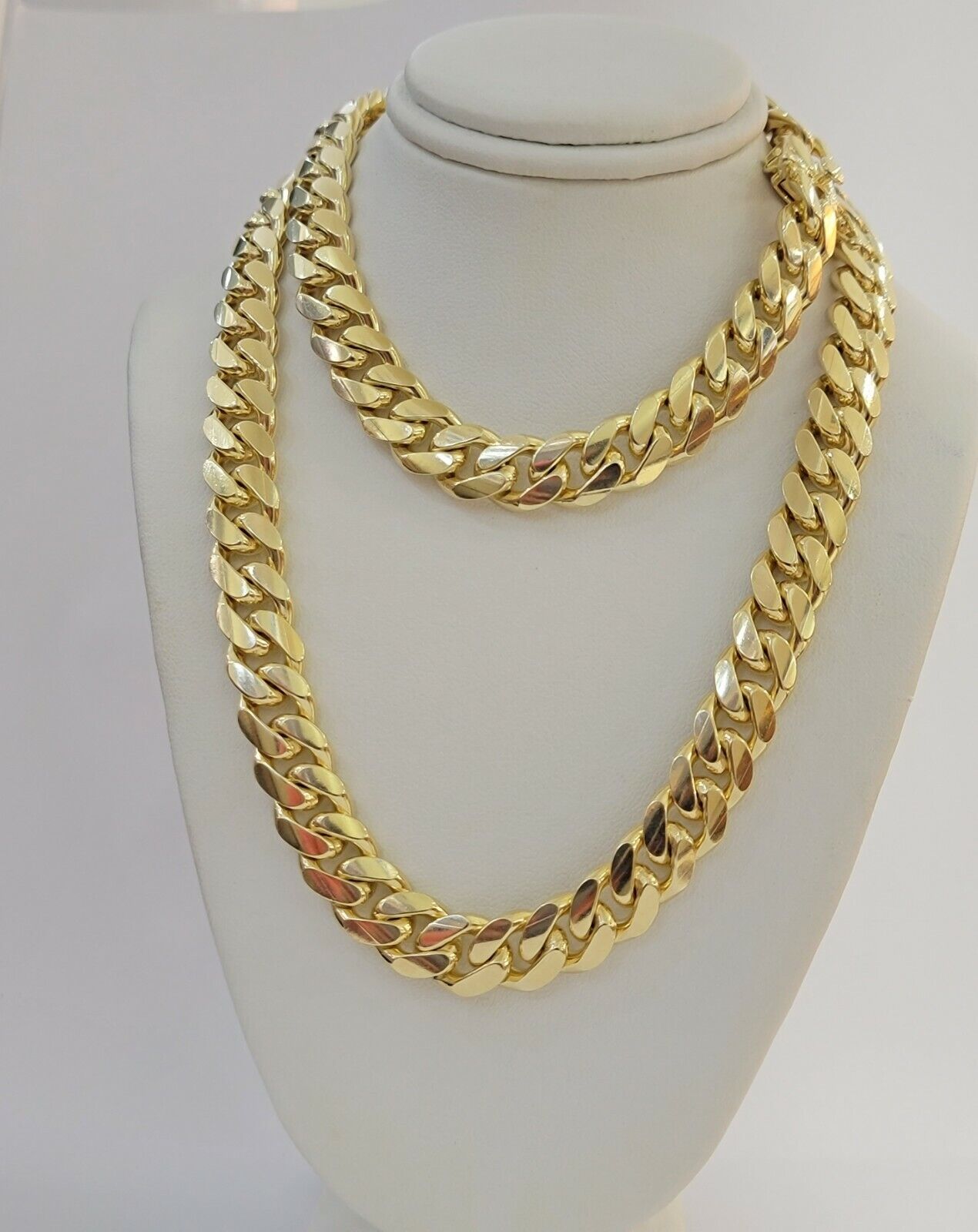 Solid 10k Gold Chain 10mm Miami Cuban Link Necklace 24" Men's Box Lock REAL 10kt