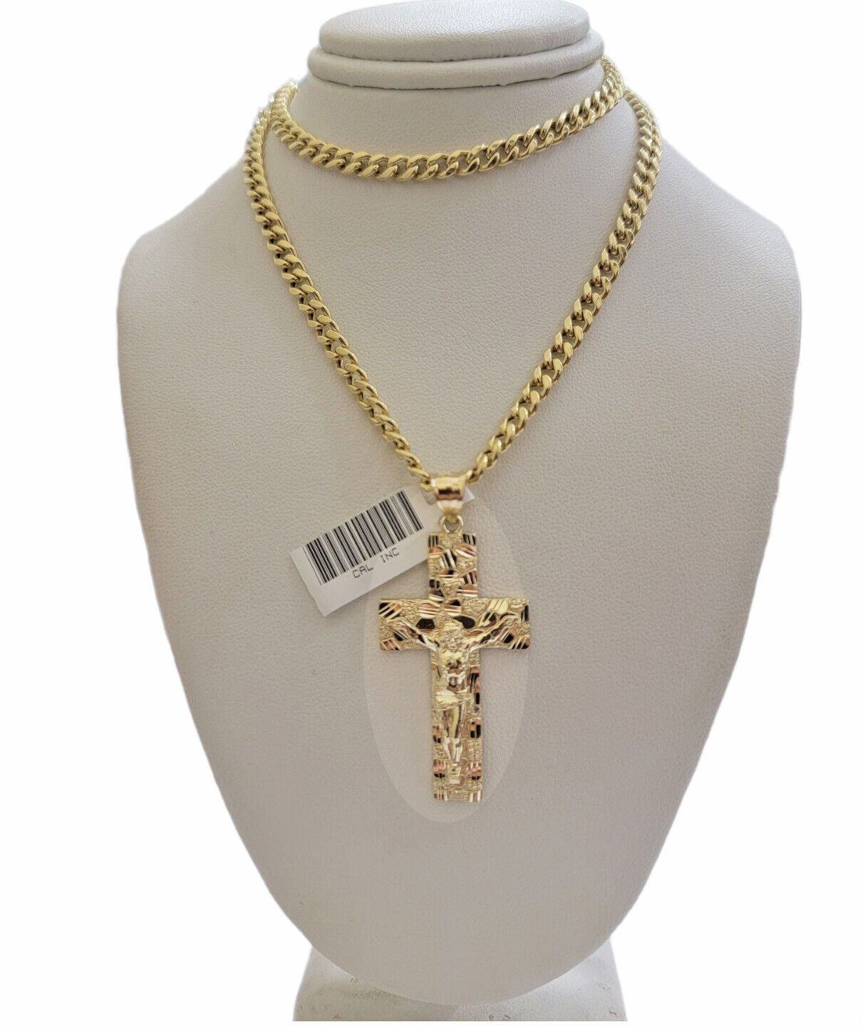 REAL 10k Gold Miami Cuban link Chain Pendant Nugget Charm & 5mm 22Inch Necklace