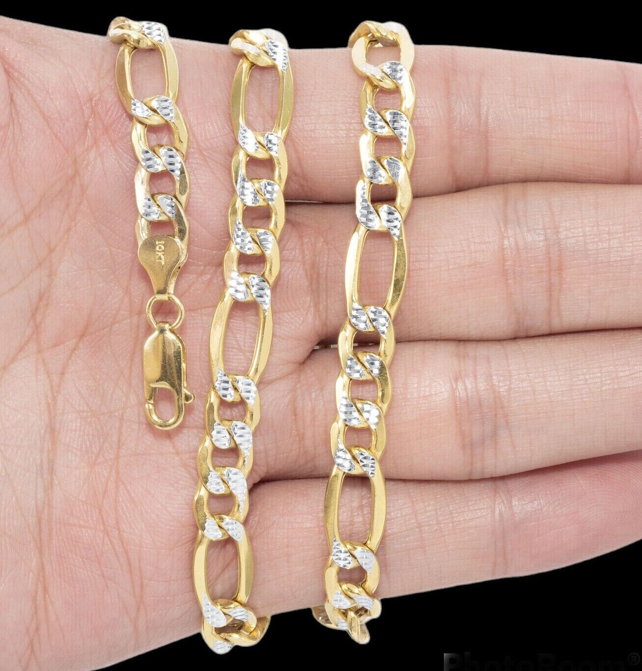 Real 10k Gold Chain Figaro Link Necklace 3.5mm-9mm, Men Women 18"-30" Inch, 10kt