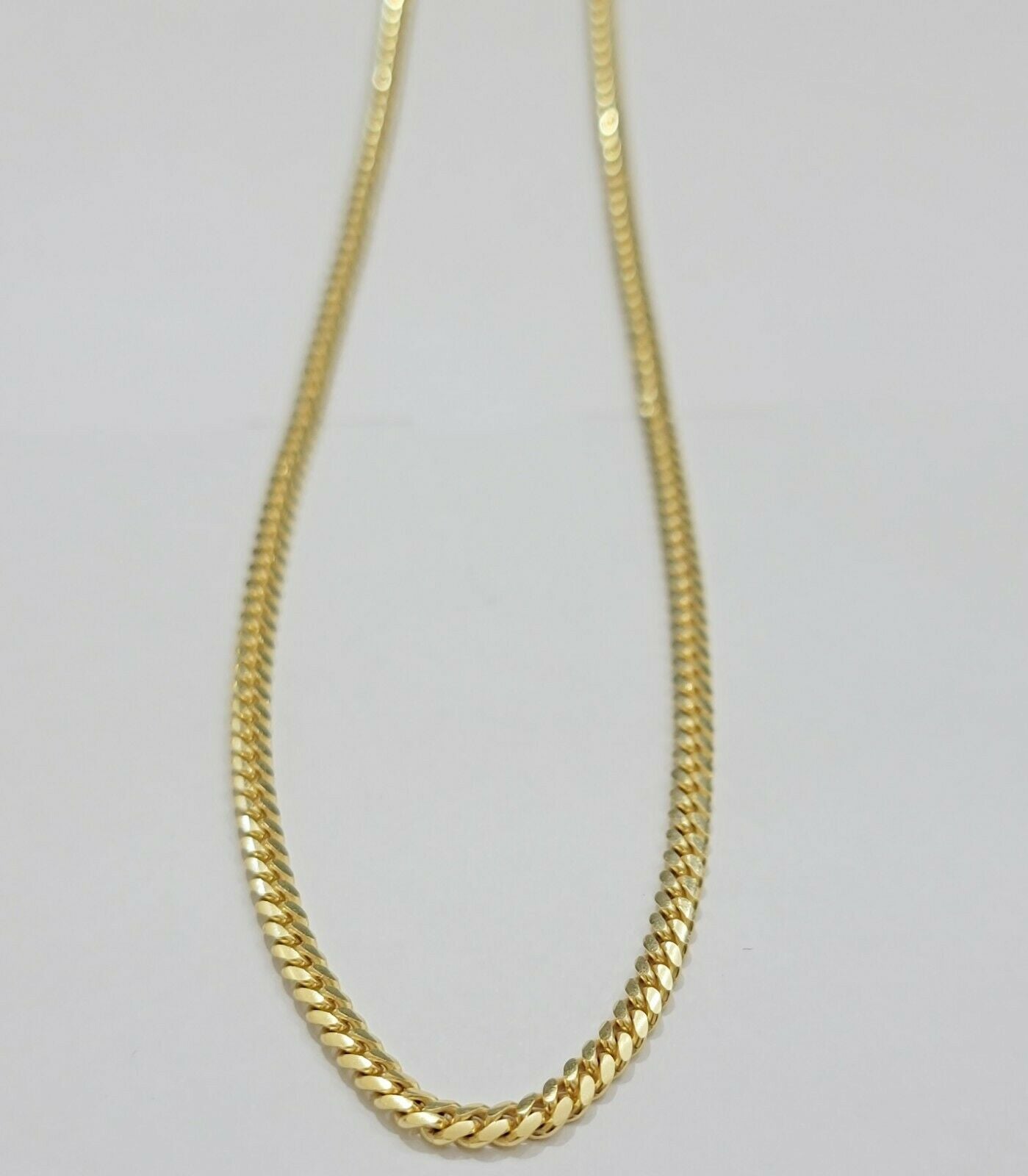 Real 10k Gold Chain Miami Cuban Solid Link Necklace 20" 22" 24" Inch 3mm 10KT