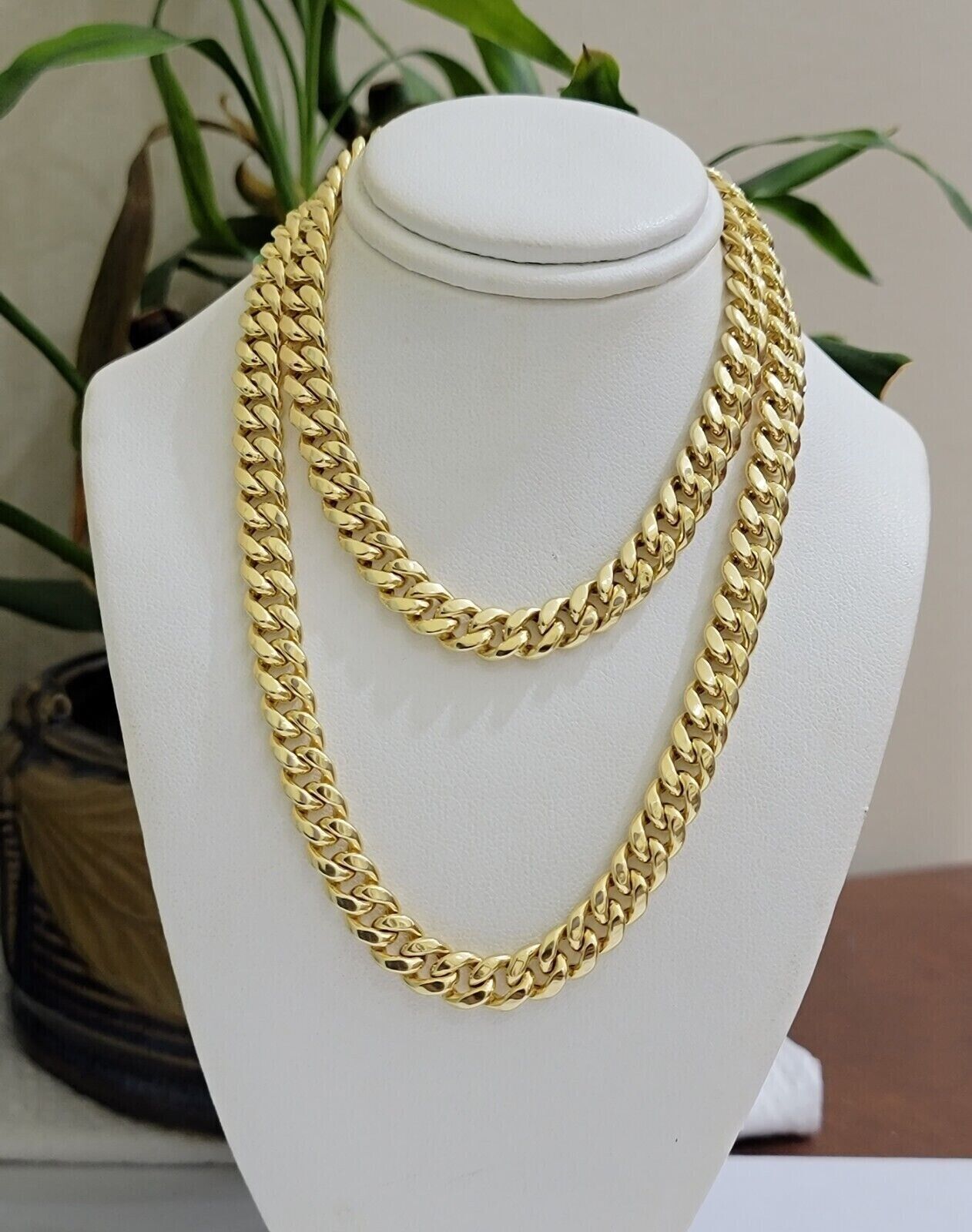 14k Gold Necklace 8mm 18 Inch Miami Cuban Link Chain Link Real 14kt Yellow Gold